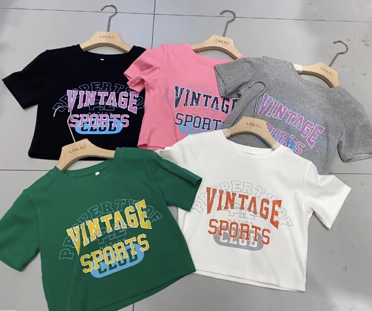 New in early summer! [muzijia] simple letter elastic cotton short sleeve T-shirt 66878# XYY