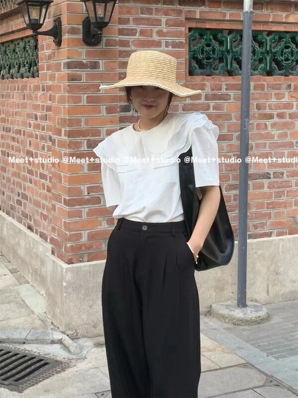 [an studio] ruffled Tencel Pullover small shirt ys1-8752# ll