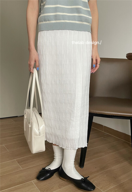 [the lab] Korean elastic waist sweet pleated skirt 2086# zxx