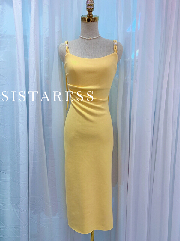 [Sistar] Korean pearl slim fit solid color knitted suspender dress 9226# JJ
