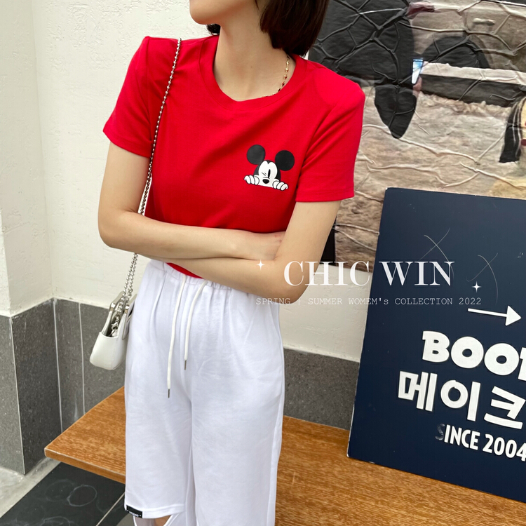 New year in early spring! [chic win] Han Fan fashion Mickey round neck short sleeve T-shirt 3205# CSX
