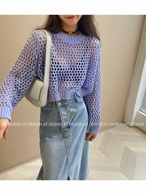[at] Korean hollow round neck sweater 3368# LSL