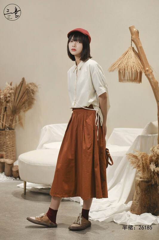 New in early summer! [original three element clothes] simple temperament casual skirt 26185# XYJ