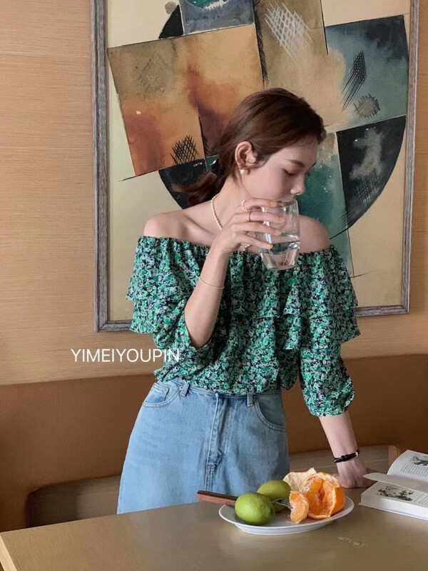 New in early summer! [Yimei] broken flower age reducing versatile shirt 6063# LSL