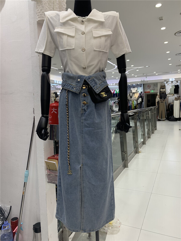 [xiaocaimiao] Korean version solid color washed skirt (without waist bag) ys1-8120# lwy