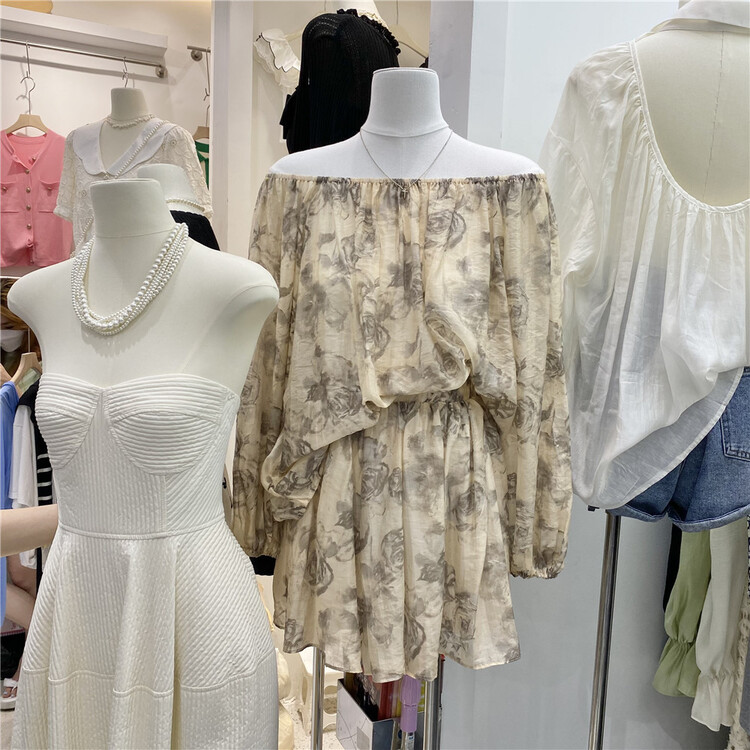 [star] off shoulder floral blouse + loose comfortable casual pants set 22302# zxl