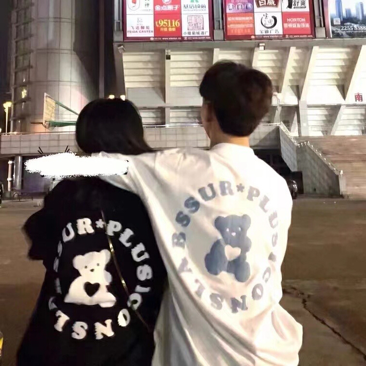 [J2] ins bear versatile round neck short sleeve T-shirt 8646# LSW
