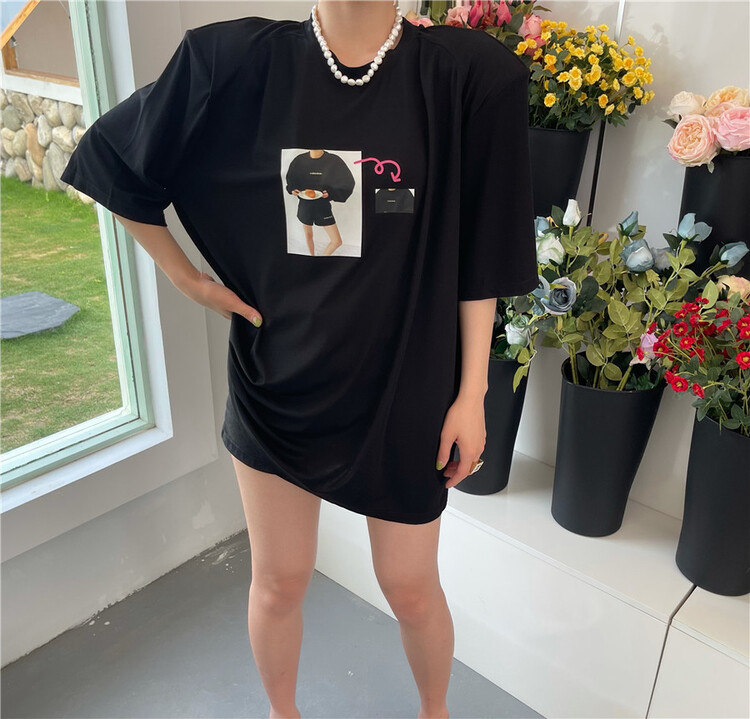 [open] Figure print loose short sleeve T-shirt 3755# ozq
