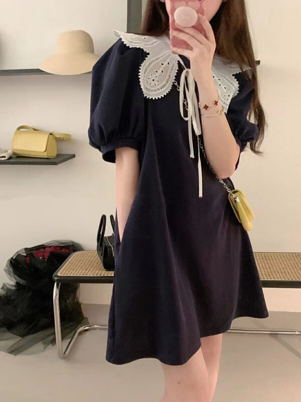 goods in stock! New in early summer! [y.jia Yijia] fake two piece Lantern Sleeve doll neck dress (with shawl) ys1-8905# PCZ
