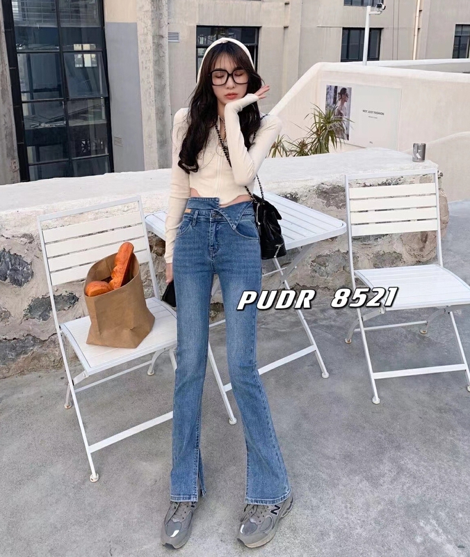 New year in early spring! [pudr] fashionable and foreign style, inside split horn jeans 8521 blue 8521-1 black # XJ