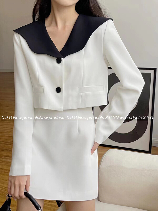 New year in early spring! [x.p.g] light mature style design short coat + casual skirt suit 20662# hjy