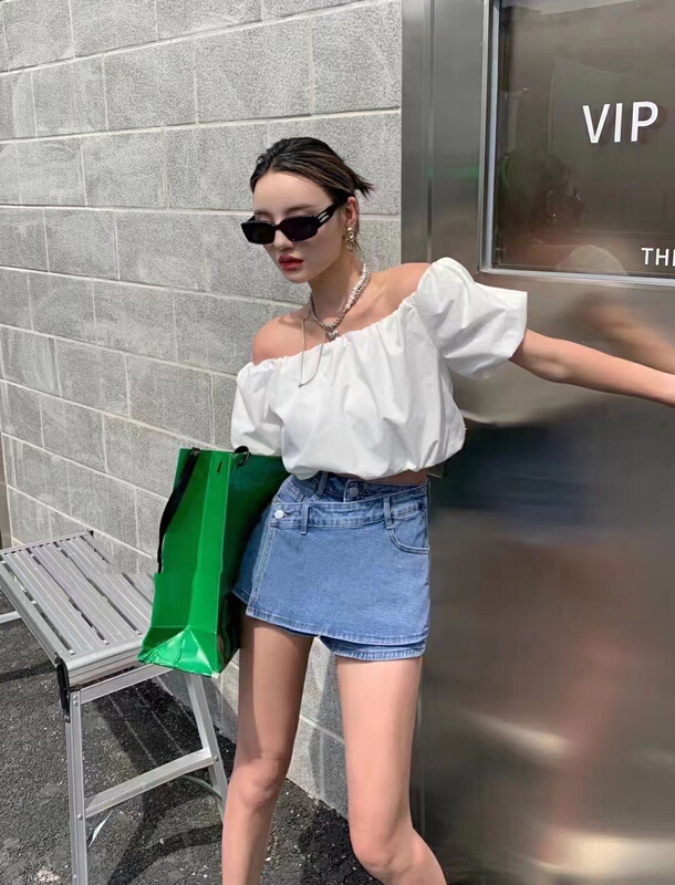 [u.she] side buckle design versatile denim skirt ys1-82108# cqw