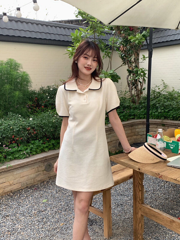 [as] Korean fine check contrast dress a6530# hjy