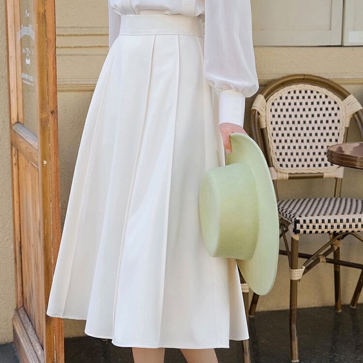 New year in early spring! [Hanna Hanna] white collar versatile A-line skirt 3050# XJ