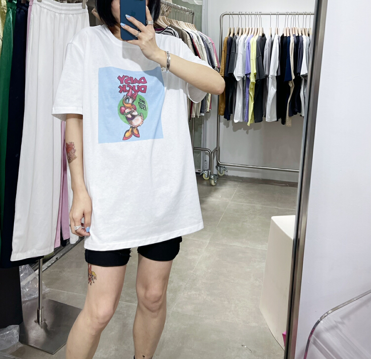 [two percent] simple and versatile Daisy cartoon short sleeve T-shirt 1012# LSL