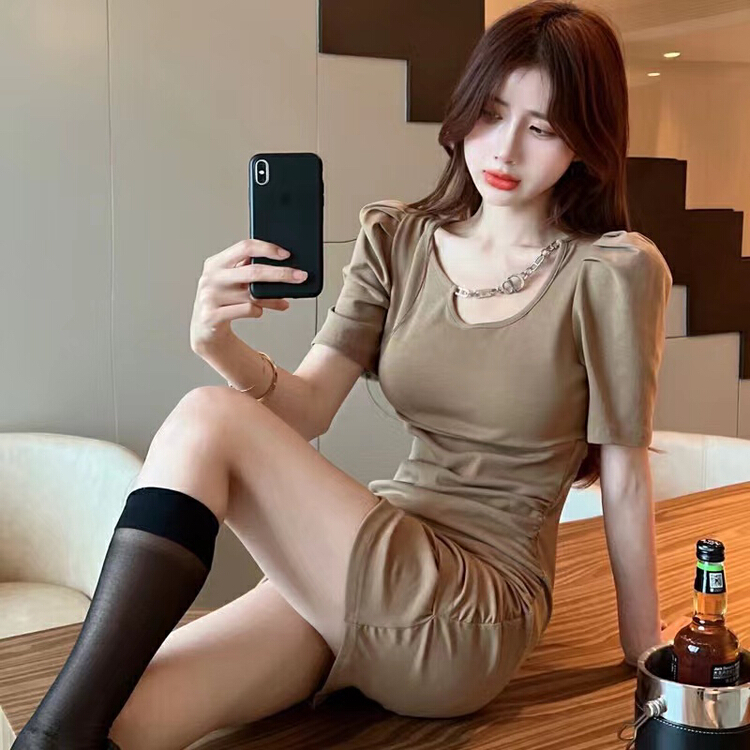 New in early summer! [top] small woman thin solid dress (chain can't be disassembled) a015# ZSY