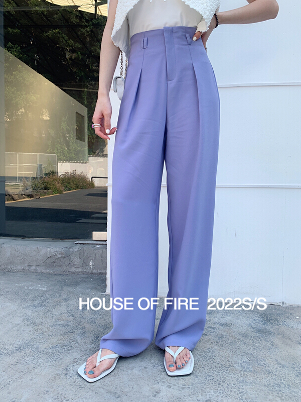 [huohuohuo hoodress] Korean personalized pocket high waist trousers 22033# ozq