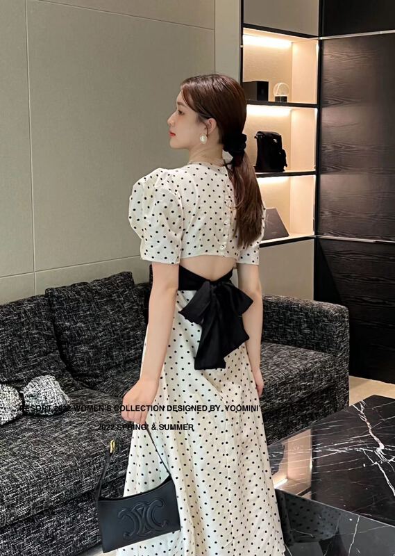 [yoomini] wave dot bubble sleeve lady dress x12702# WPL