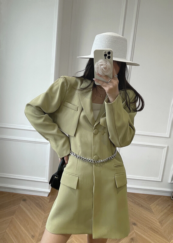 New year in early spring! [the fan] niche design back hollowed out suit dress (with waist rope) 96825\zxx