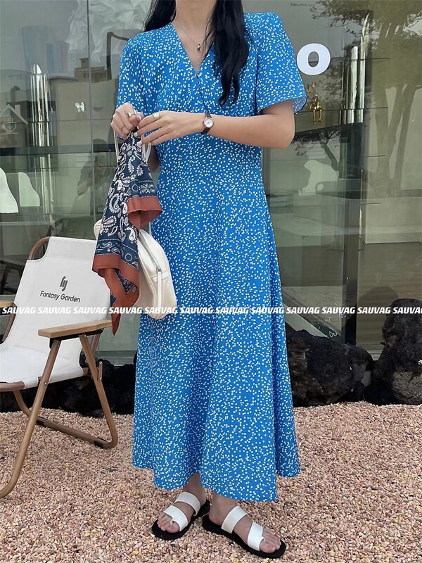goods in stock! [sauvag] V-neck Pullover lady dress ys1-2035# ll