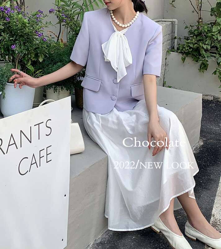 New year in early spring! [chocolate] Korean neckline lace up jacket 21012# L
