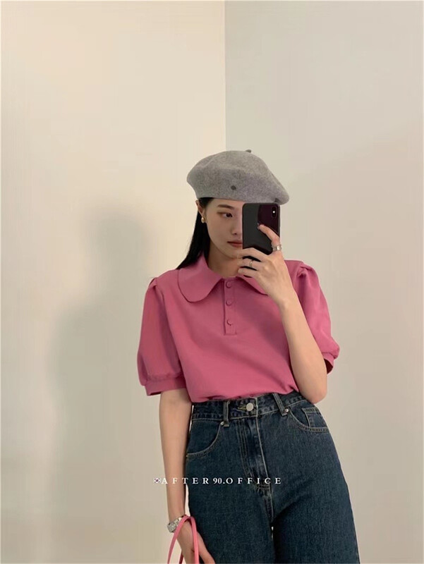 [mi · you] Korean simple clean short sleeve T-shirt 8107# hjy