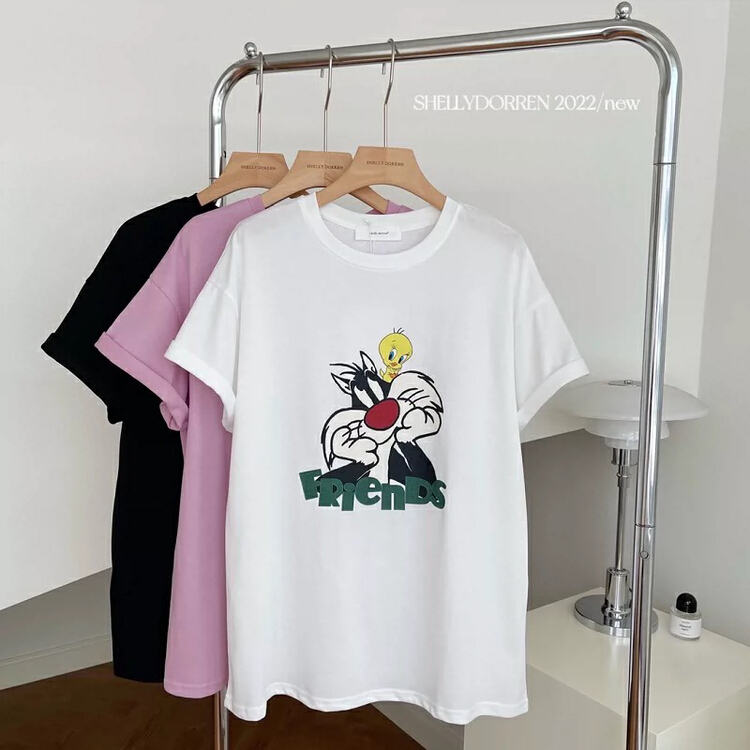 [rich Papa] cartoon print ins versatile short sleeve T-shirt t226# zxx