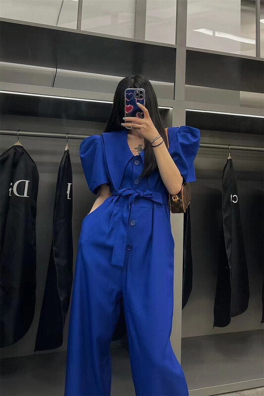 [mix] solid color versatile lace up Jumpsuit (with belt) 0227# WTT