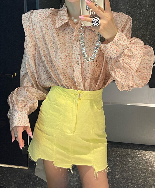 New in early summer! [yixuanru] Korean slim solid A-line skirt 9277# ozq