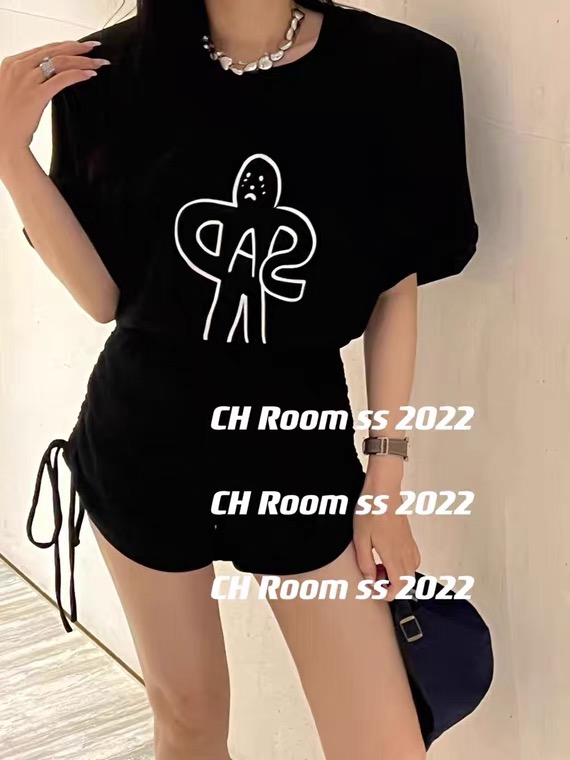 [East room] Korean print Pullover short sleeve T-shirt 10-79# WTT