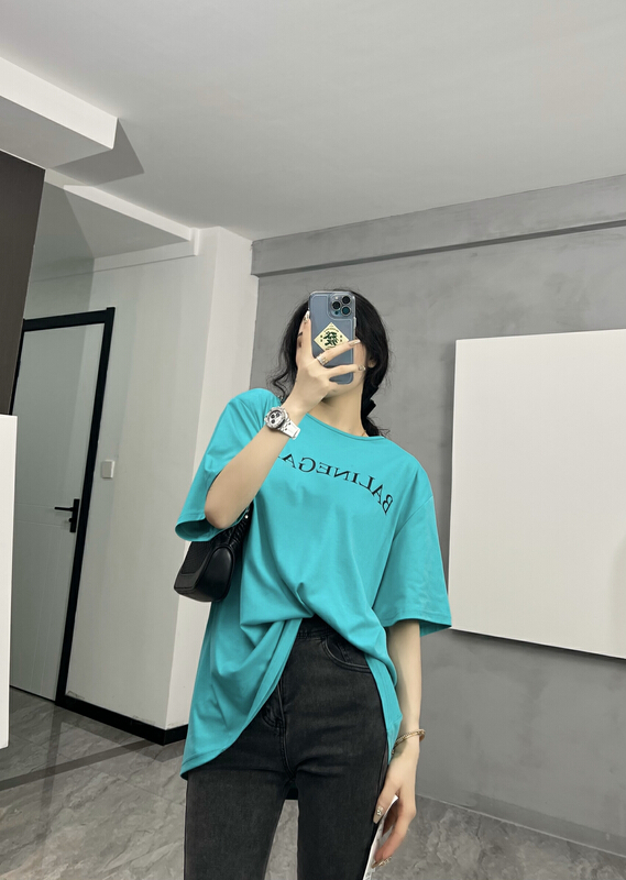 [QQ shop] Korean casual care machine backless printed short sleeve T-shirt 88026# ozq
