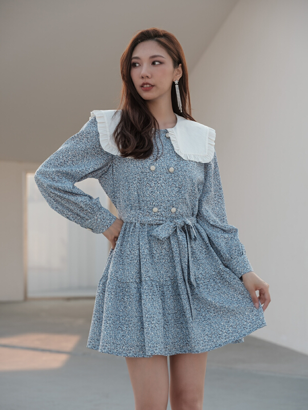 New year in early spring! [BL Bertie Leah] new floral fashion dress (with waist rope) 23031# jhy