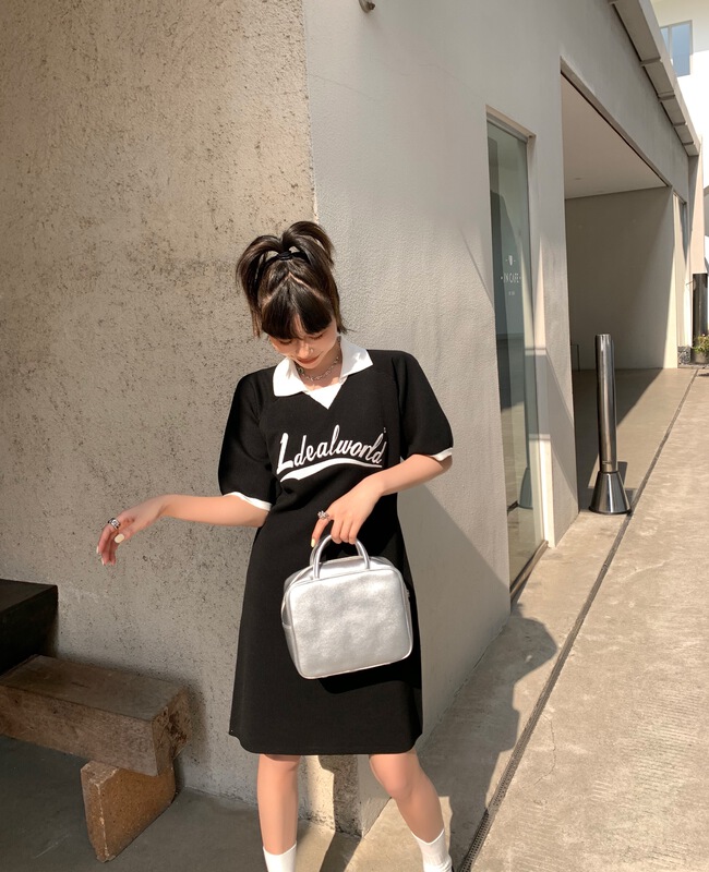[DTU] block letter embroidered dress 52152# LSL