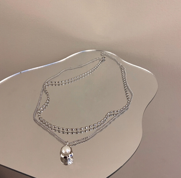 [inside] light luxury, high-grade, niche design, double layered superimposed short necklace x1852# zxl