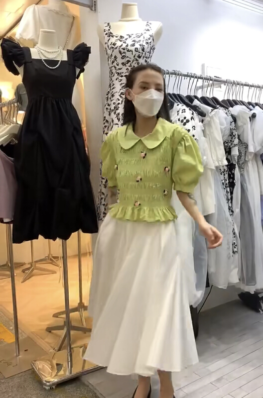 [ICC] baby collar pleated three-dimensional flower blouse 8207# PCZ