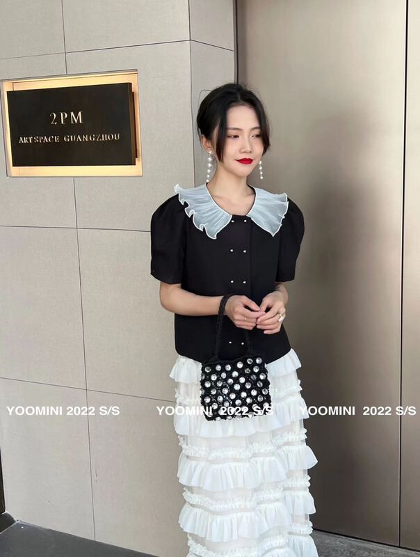 goods in stock! New in early summer! [yoomini] Korean minority double breasted shirt x12752# WPL