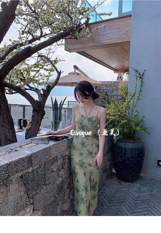 [c.vogue] French retro halter dress 2878# PCZ