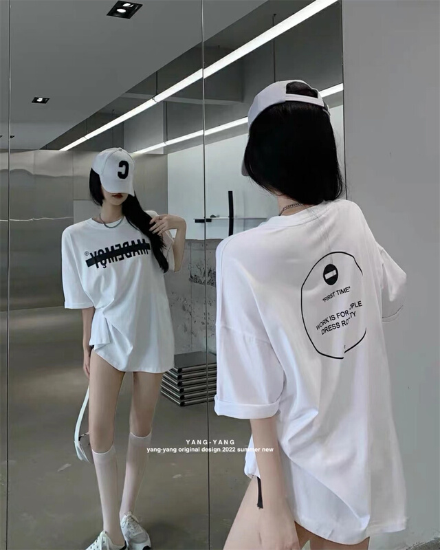 [Yang-Yang] simple and versatile loose letter short sleeve T-shirt c6165# CLS