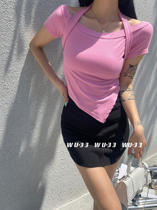 [Wu. 33] suspender elastic net color short sleeved shirt 22263# WTT
