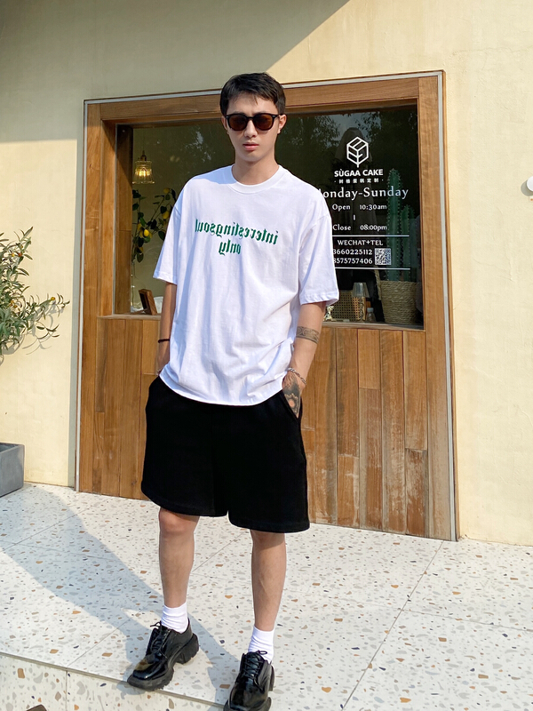 [TPY] simple casual round neck letter versatile short sleeve T-shirt 9166# ZZL