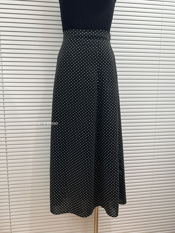 New in early summer! [AF] versatile Chiffon Elastic Waist wave point skirt 3983# XYY