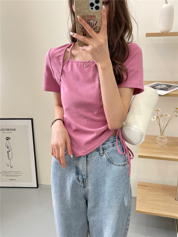 New year in early spring! [six plus] net red temperament personality careful machine drawstring blouse 8004# CLS