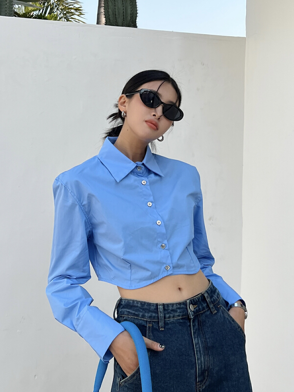 New year in early spring! [Dore Dore] hem curve high waist versatile shirt 1159# zxx