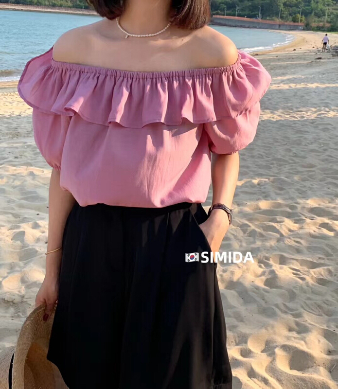 [Simida / doroe] Korean version simple Tencel one shoulder shirt 10725# zxl