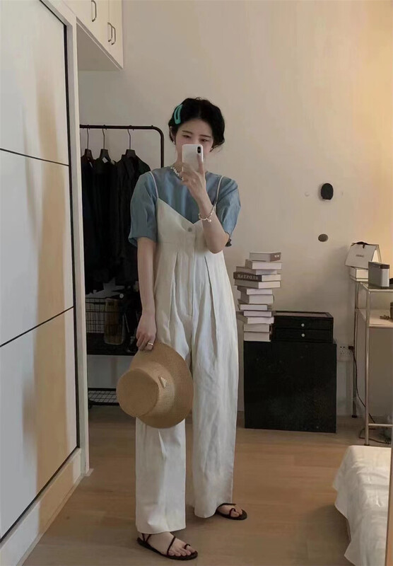 [zicci] Korean version high waist loose and thin suspender Jumpsuit (excluding inner lap) 106669# lwy