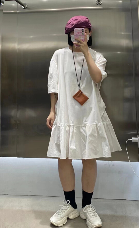 [we family] lady's hem Pleated Dress 2144# L