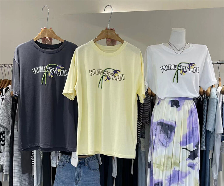 [Boran · Boran] letter embroidery fashion literary short sleeve T-shirt ys1-22b7368# LSW