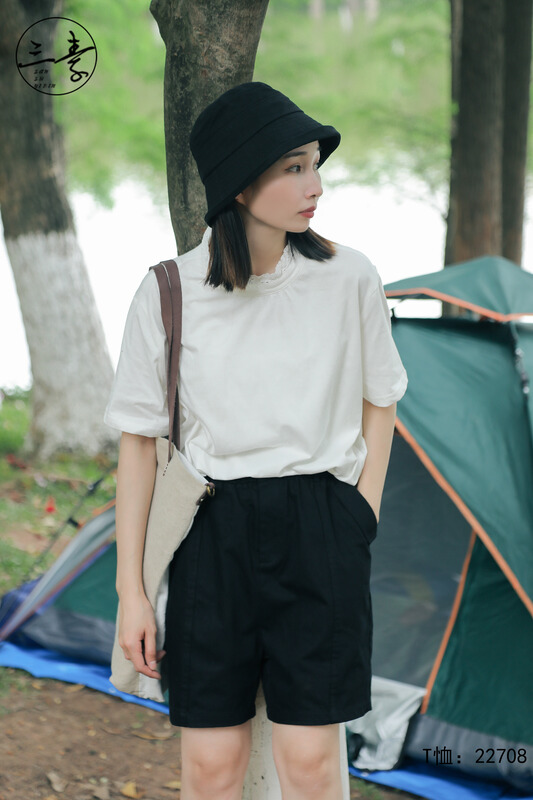 [original of three plain clothes] simple temperament, slim short sleeve T-shirt 22708# XYJ