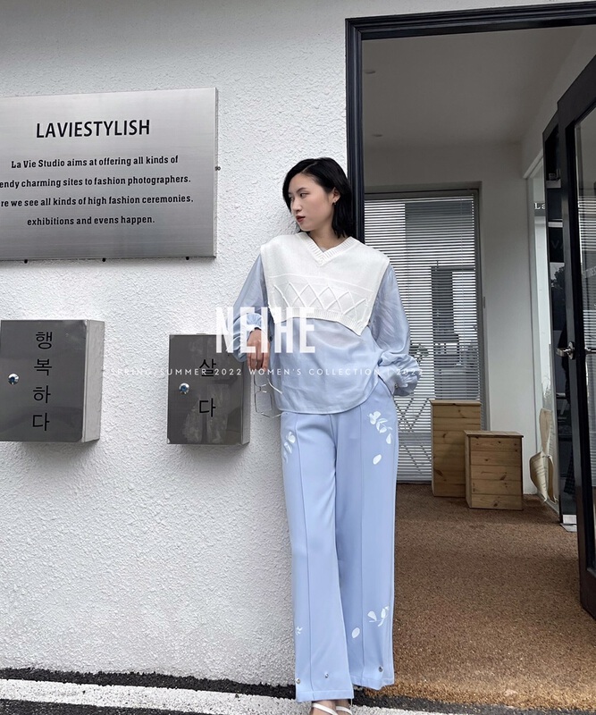 New year in early spring! [neihe] printed loose wide leg casual pants 11281# zxx
