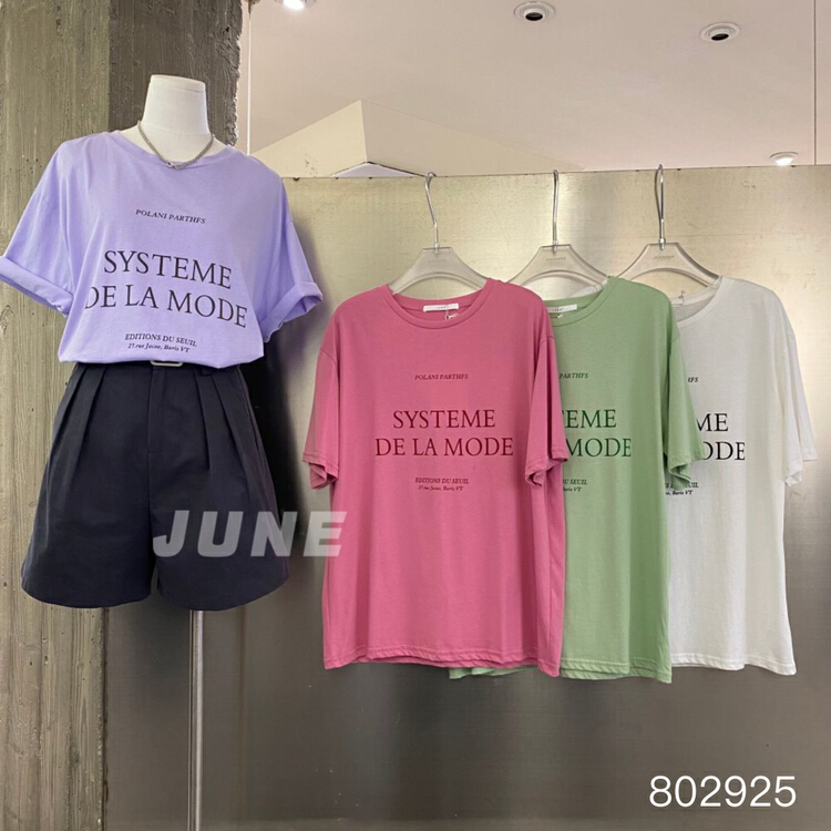 [June] lettered print Pullover short sleeve T-shirt 802925# XYY